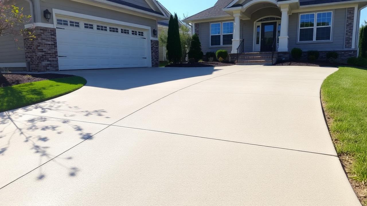 Freshly poured concrete driveway
