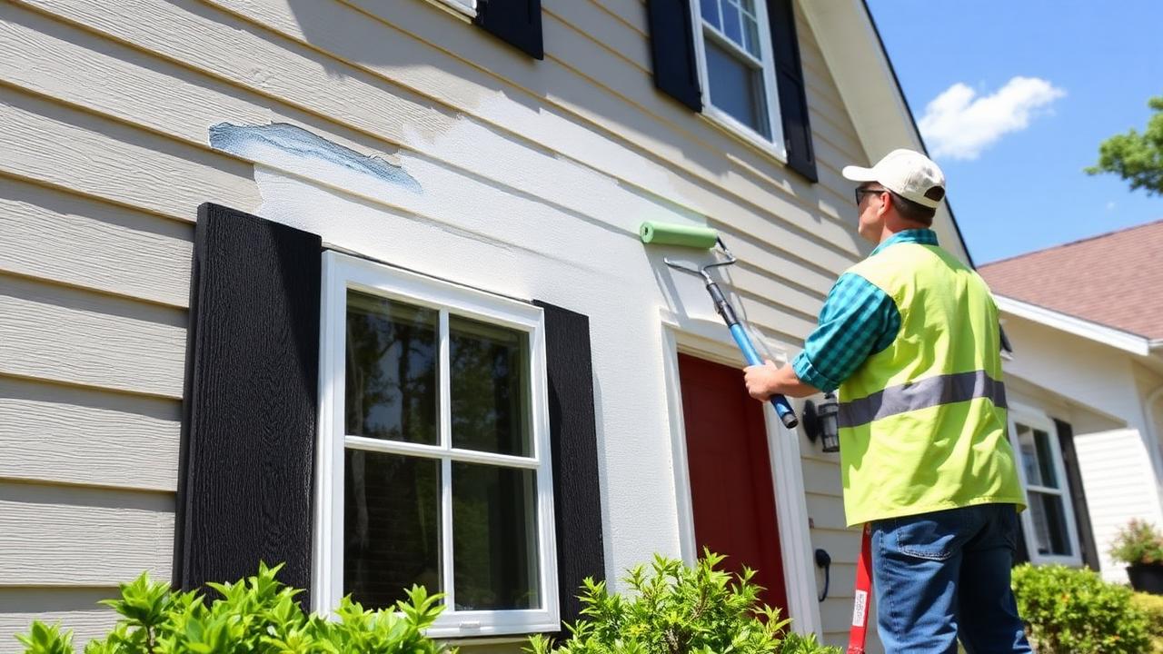 Exterior house painting in progress