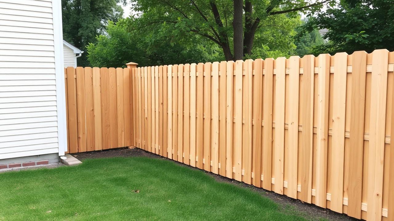 Wood privacy fence around a backyard