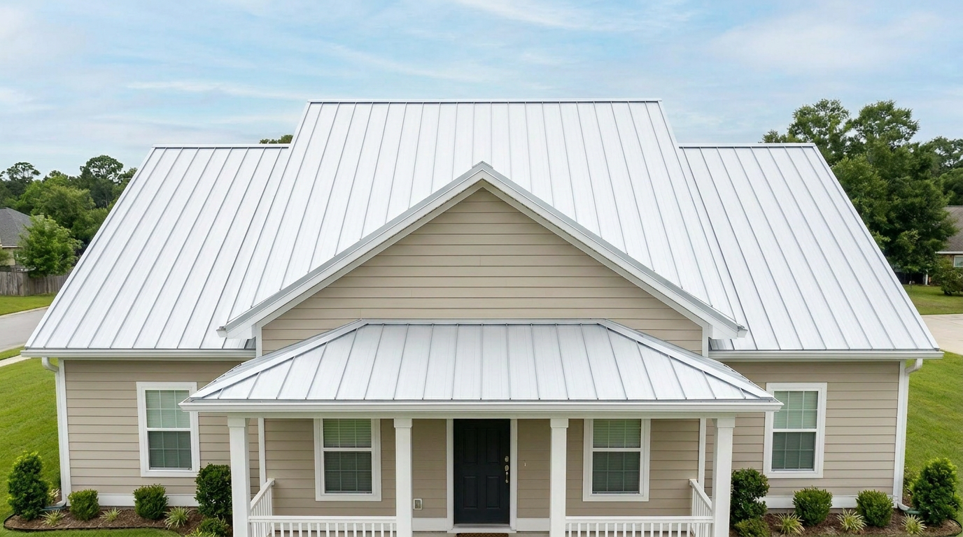 Standing-seam metal roof on a coastal Mississippi home